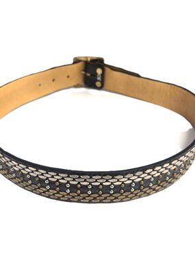 Y2K Calleen Cordero Studded Leather Belt 1.5” Size 30 Boho Western Handmade USA